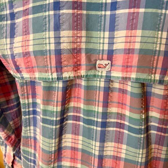 EUC Men's Vineyard Vines Harbor Fishing Style Pink Green Plaid Shirt Size SMALL - Picture 4 of 4